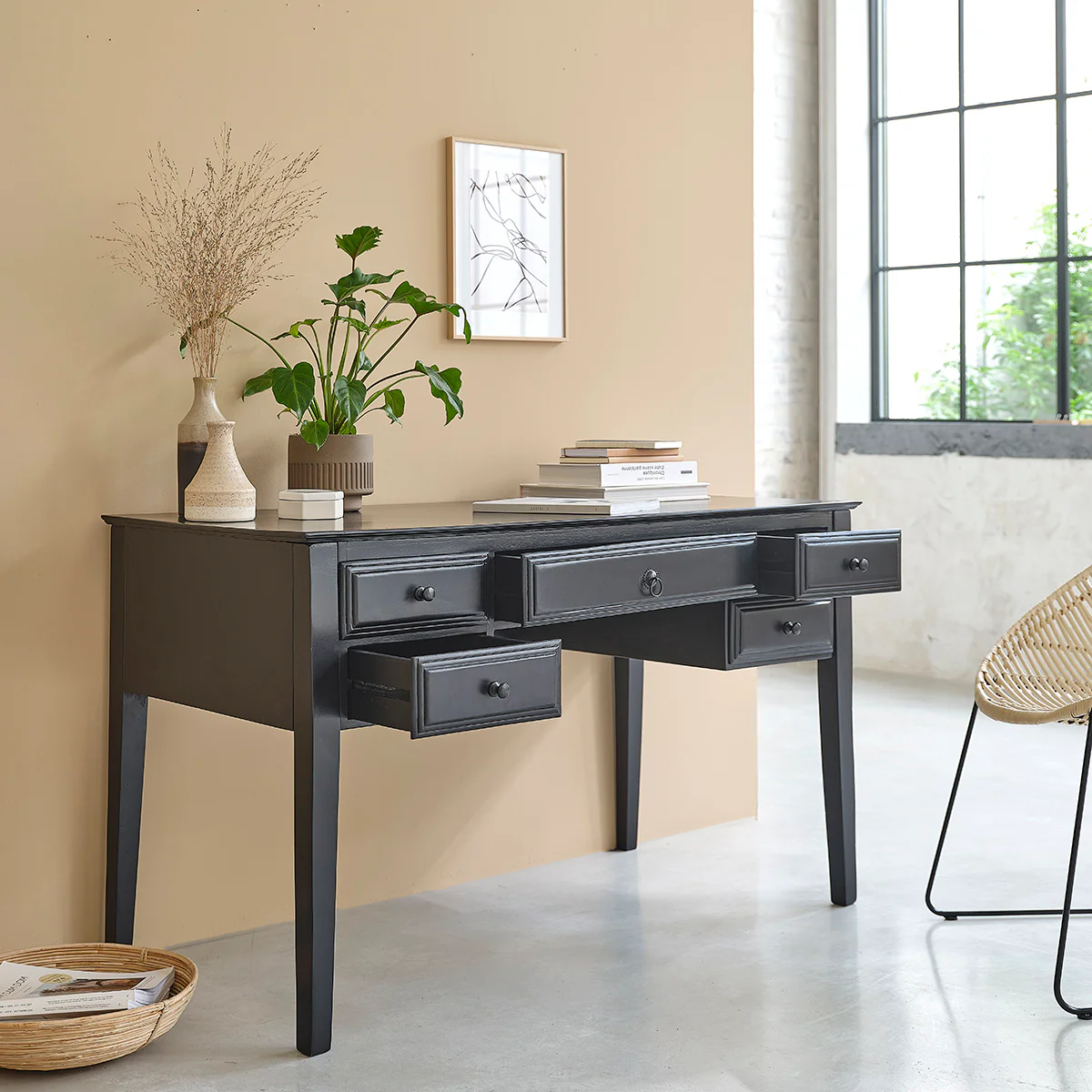 Schreibtisch aus massivem Mangoholz 130 cm - Image 4