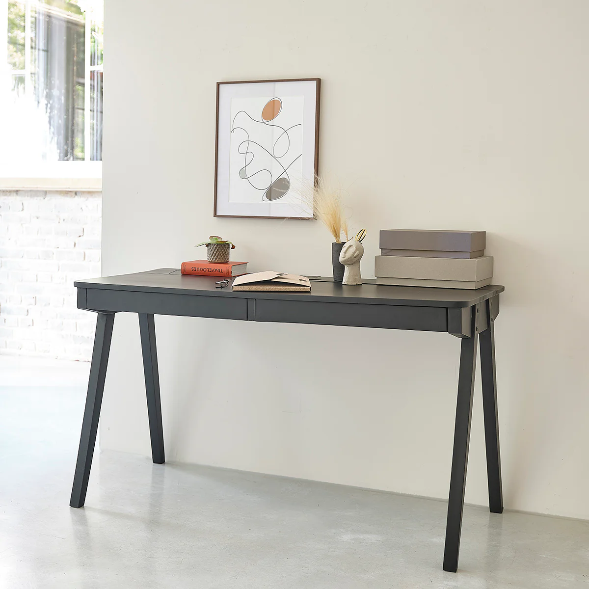 Schreibtisch aus massivem Mangoholz 130 cm - Image 3