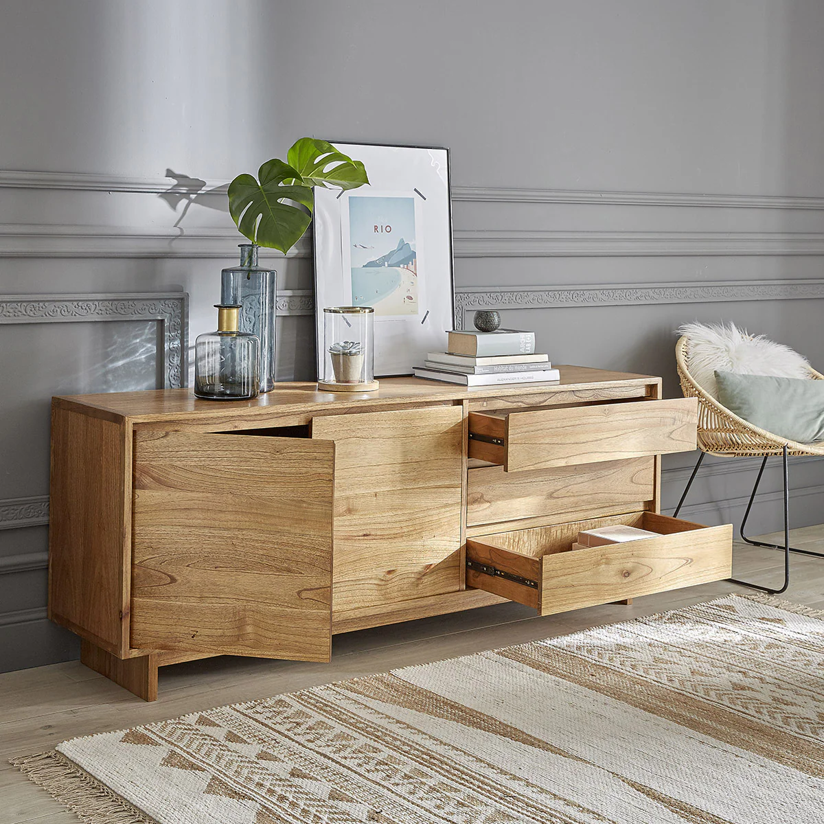 Kommode aus massivem Mindi 180 cm - Image 3