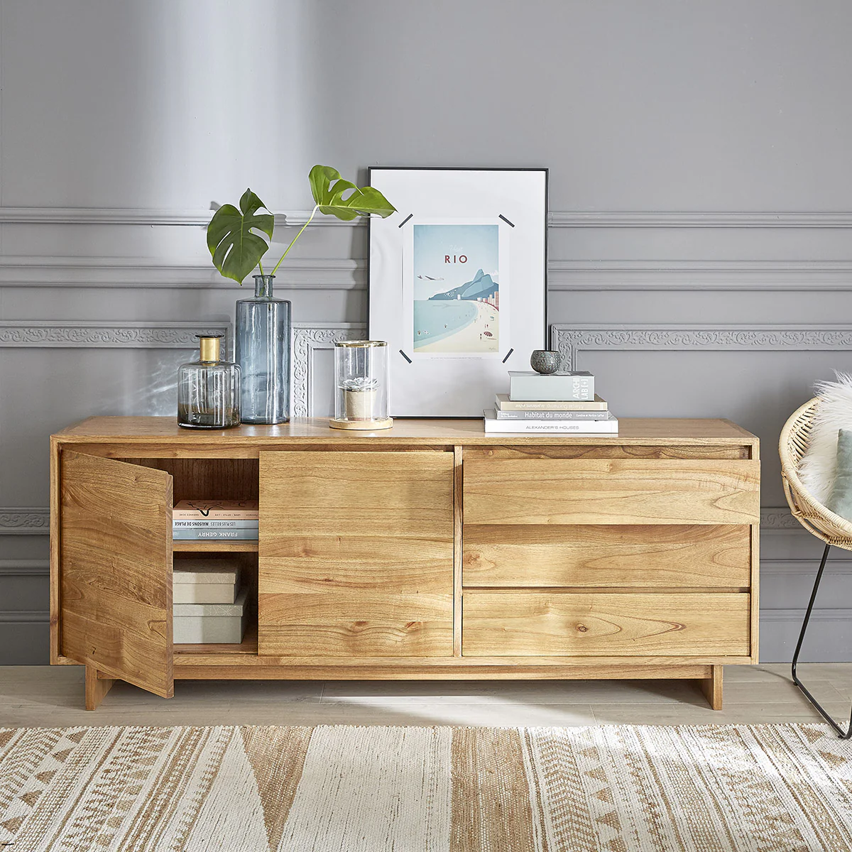Kommode aus massivem Mindi 180 cm - Image 4