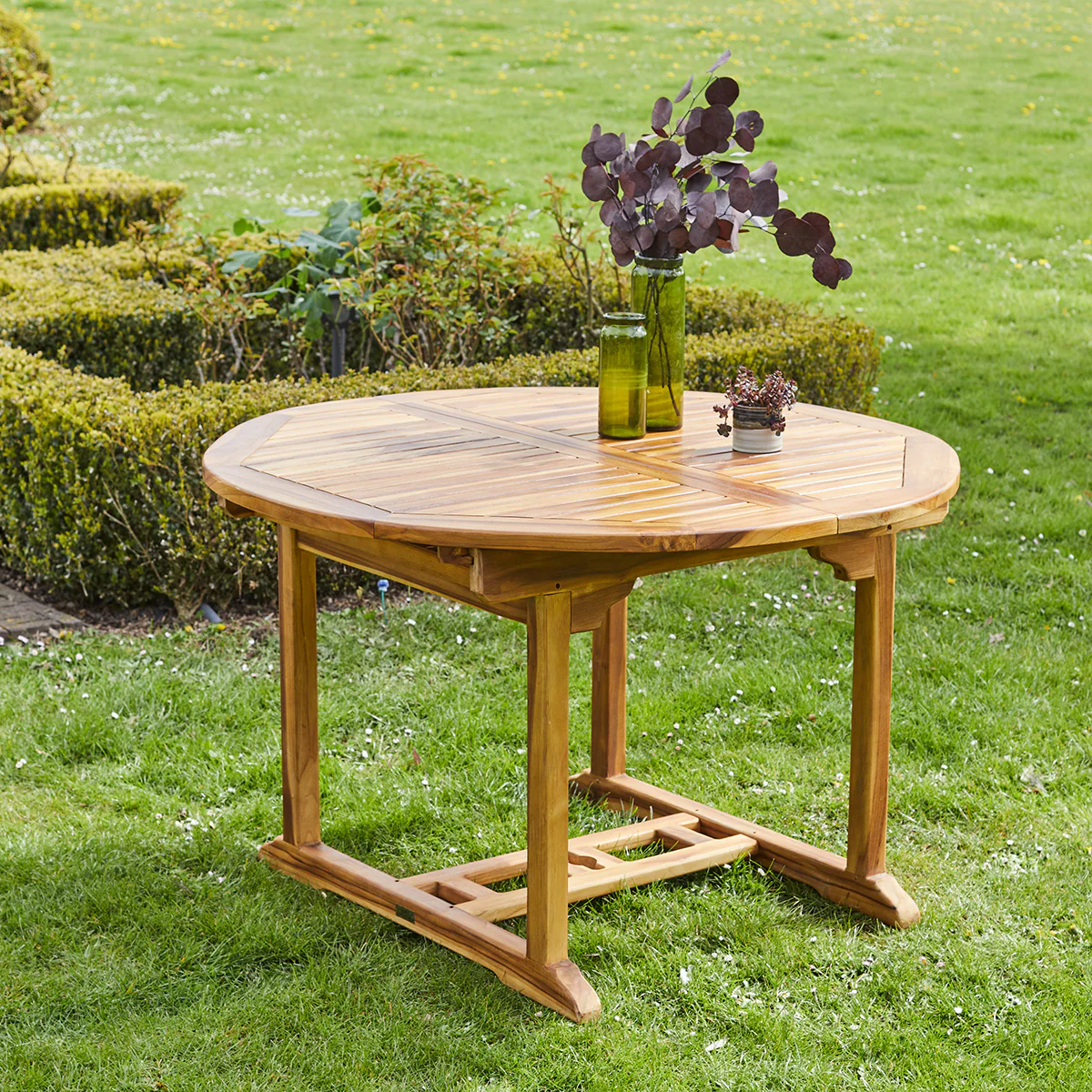 Ausziehbarer ovaler Gartentisch aus geöltem Teakholz 6/8-Sitzer - Image 3