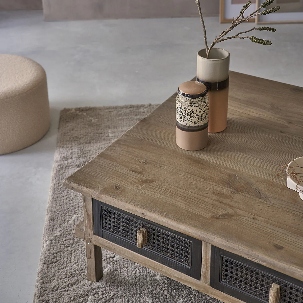 Couchtisch aus recyceltem massivem Holz 100 cm - Image 6