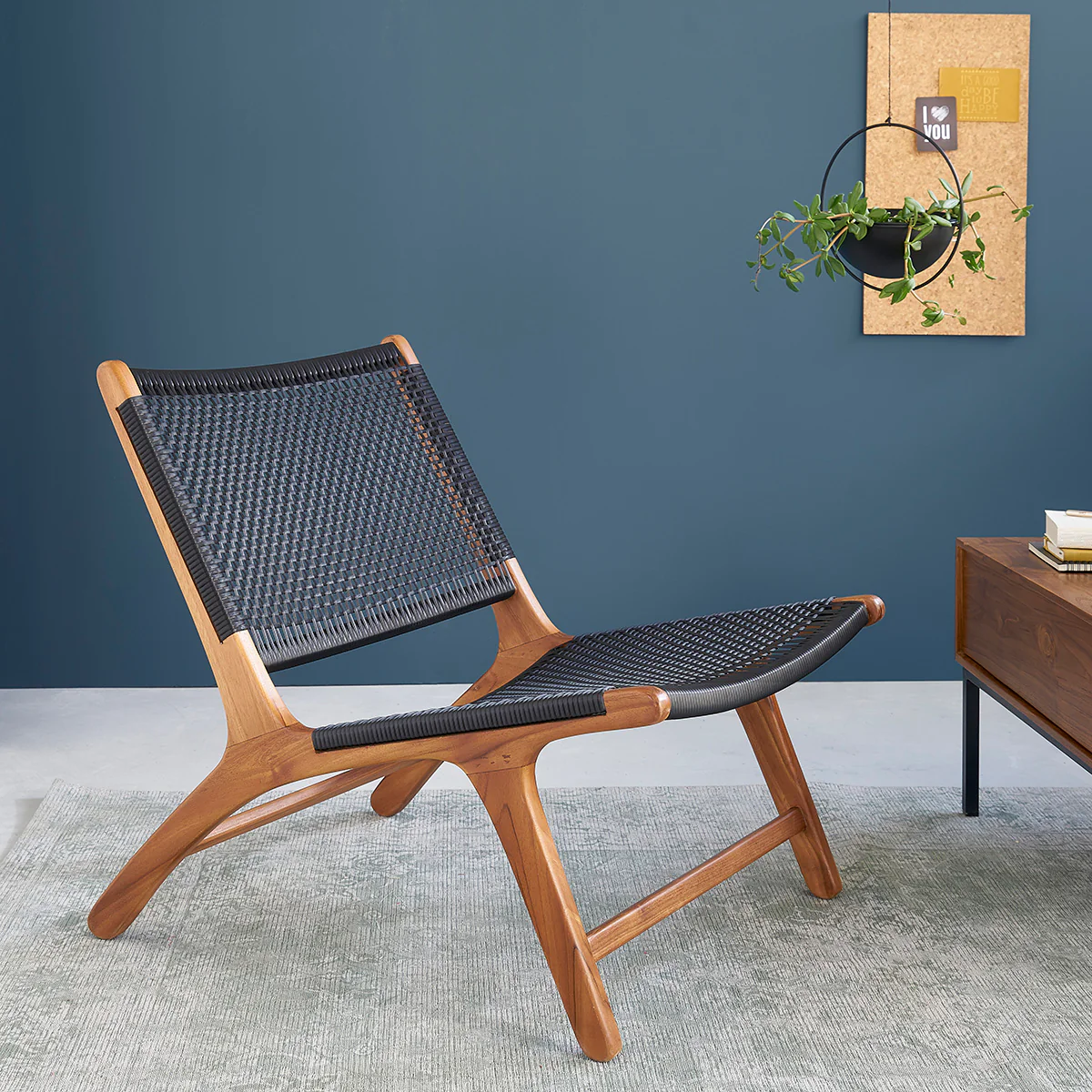 Sessel aus massivem Teakholz und Tauwerk