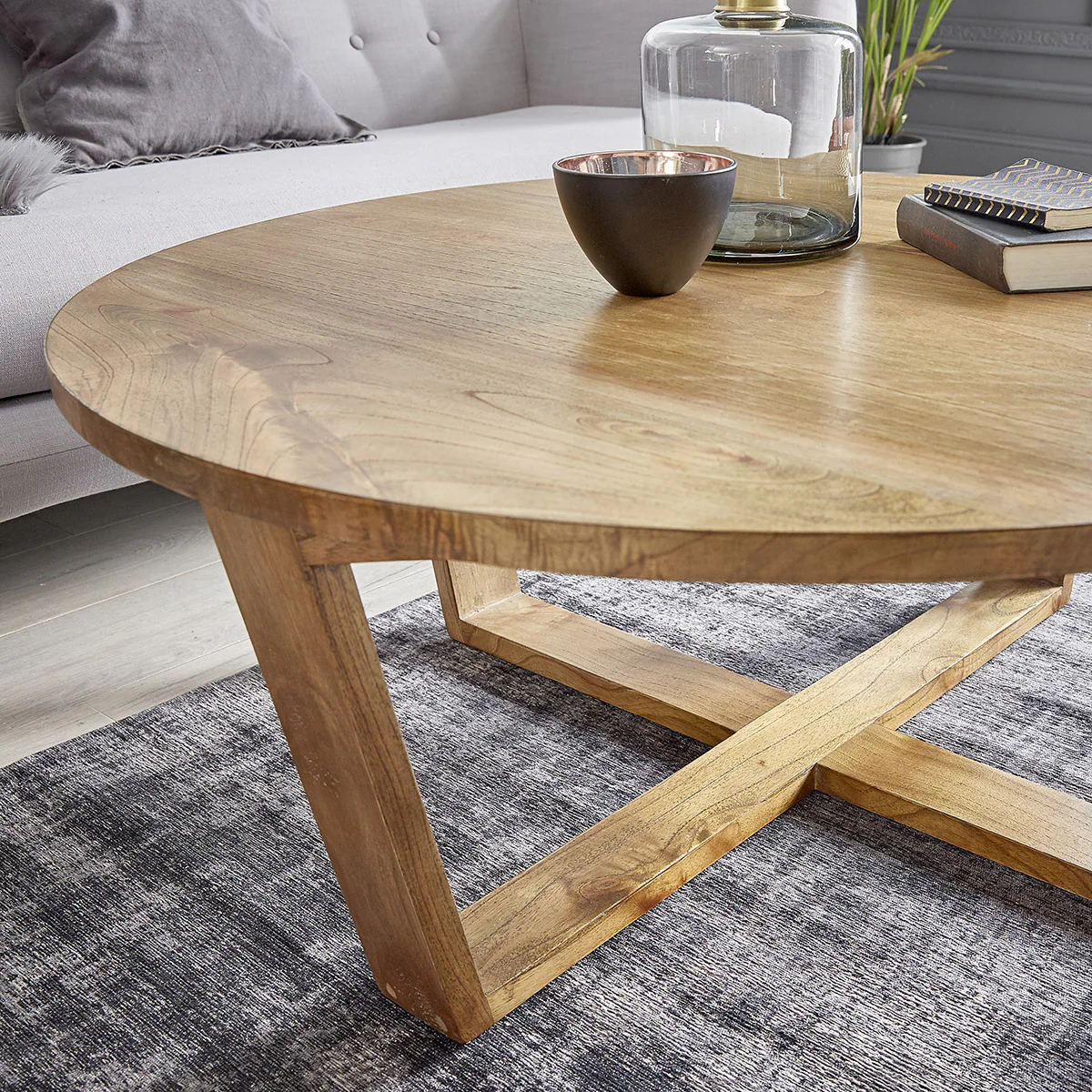 Couchtisch aus massivem Mindi-Holz Ø 100 cm - Image 3