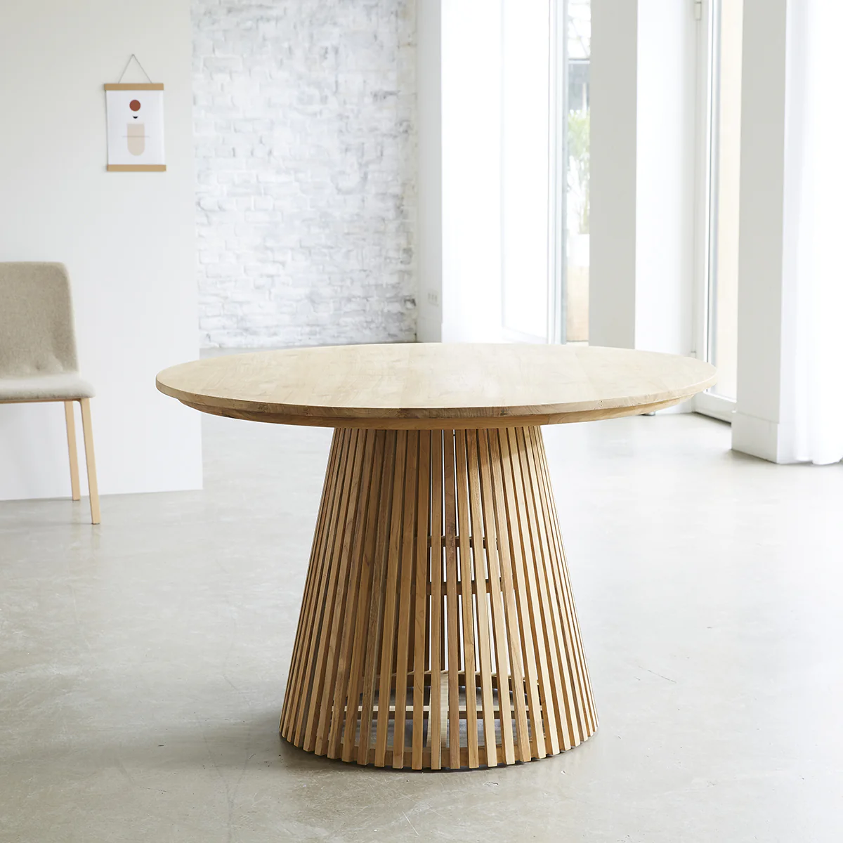 Tisch aus massivem Teakholz rund 4 pers. - Image 6