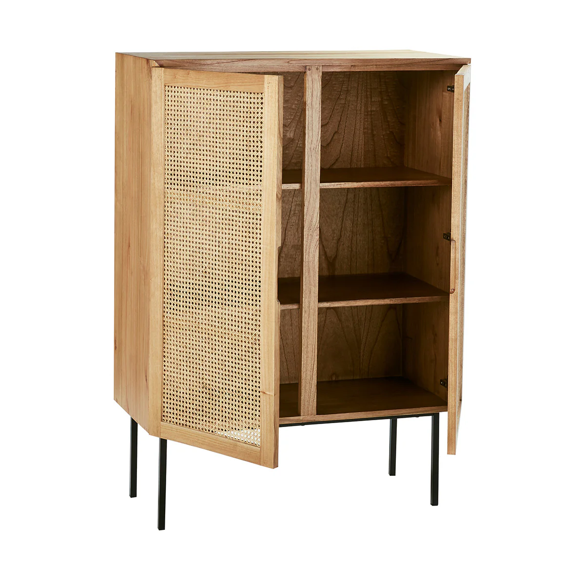 Schrank aus massivem Mindi und mit Rohrgeflecht 100 cm - Image 3
