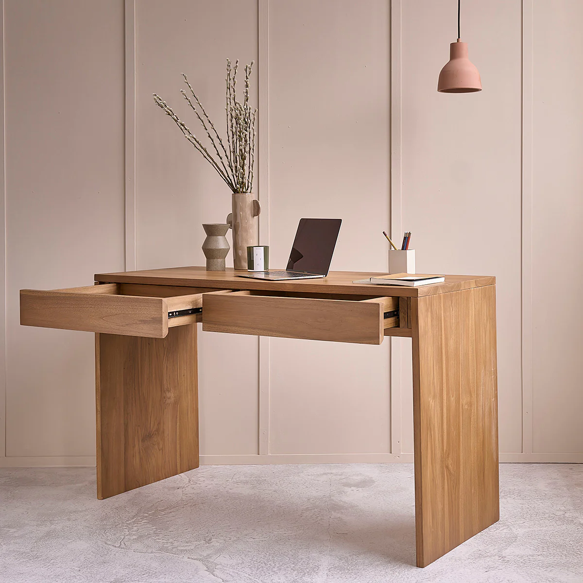 Schreibtisch aus massivem Teakholz 130 cm - Image 4