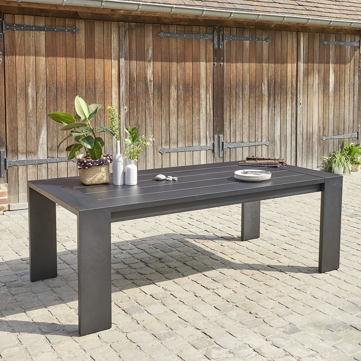 Gartentisch aus schwarzem Aluminium 6-Sitzer - Image 3