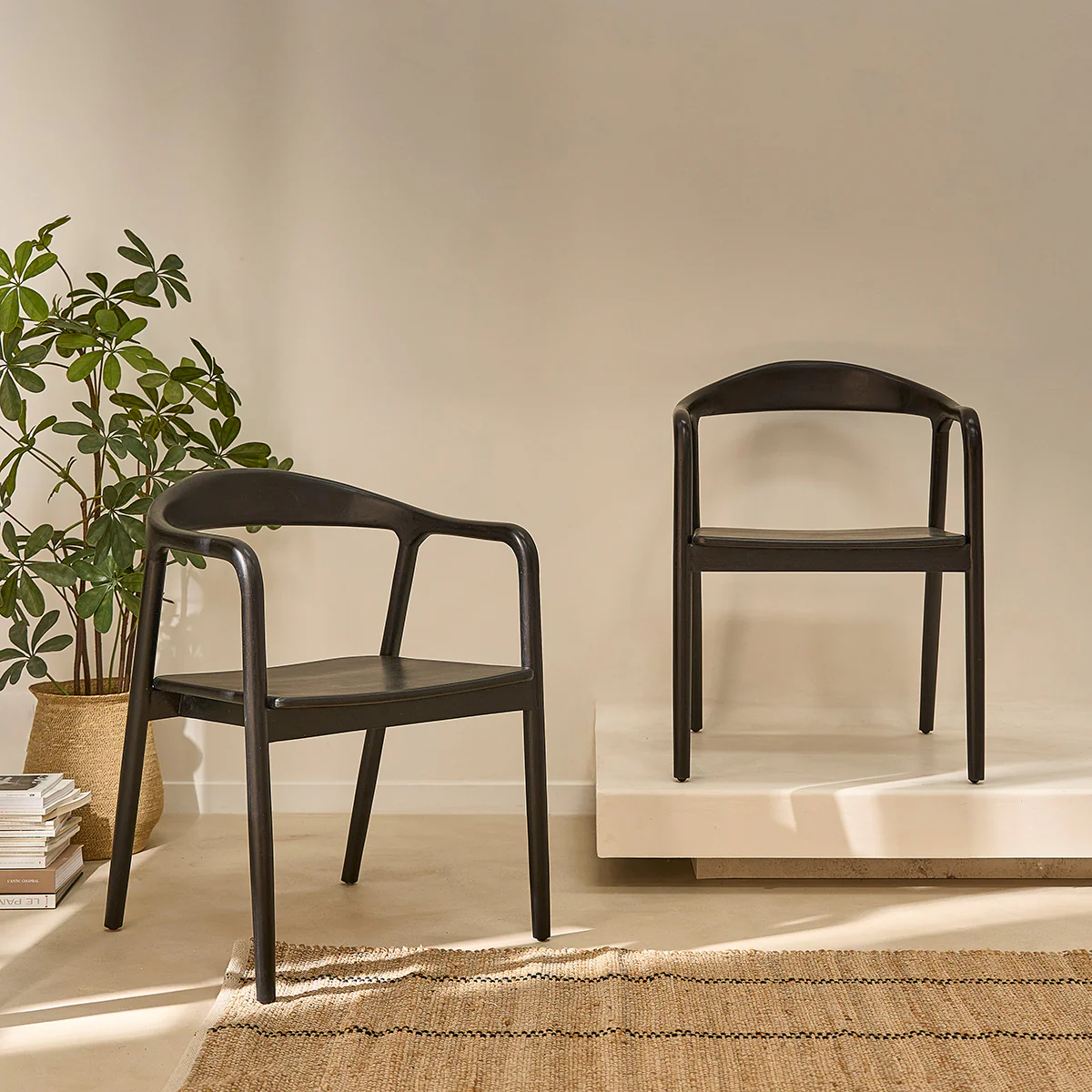 Stuhl aus massivem Teakholz schwarz - Image 4