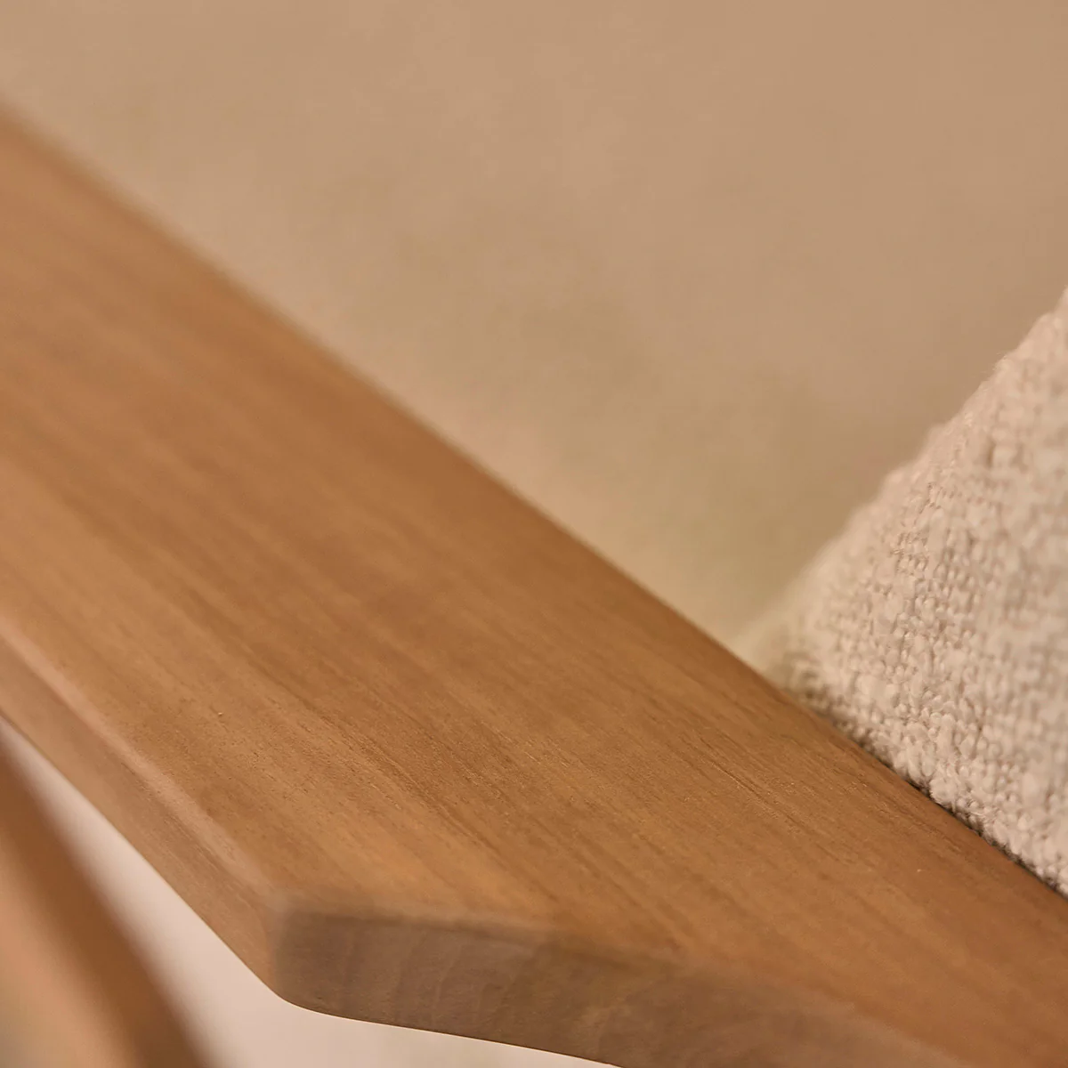 Sessel aus massivem Teakholz und Bouclé-Stoff - Image 5