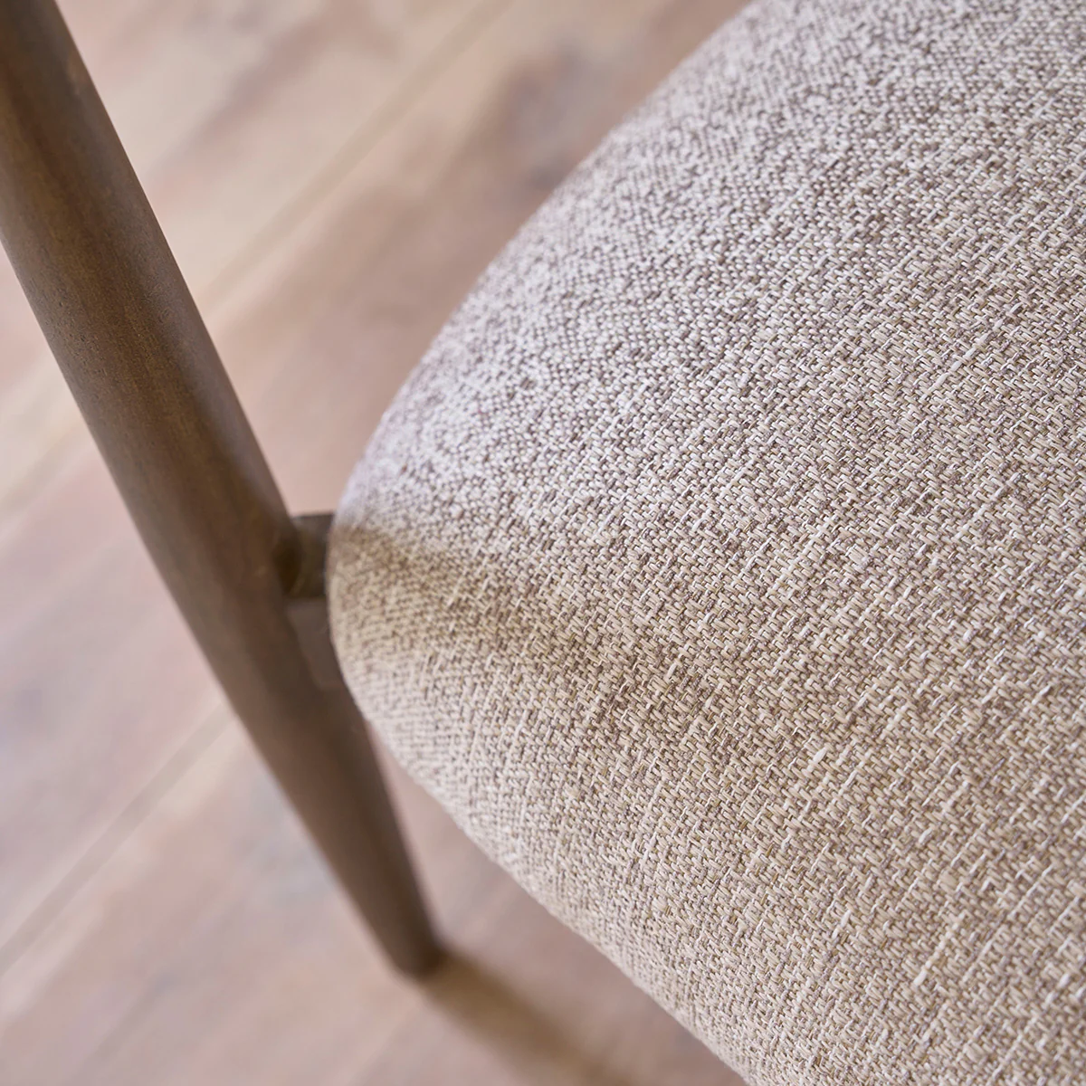 Sessel aus Massivholz und strukturiertem Stoff, cremefarben - Image 7