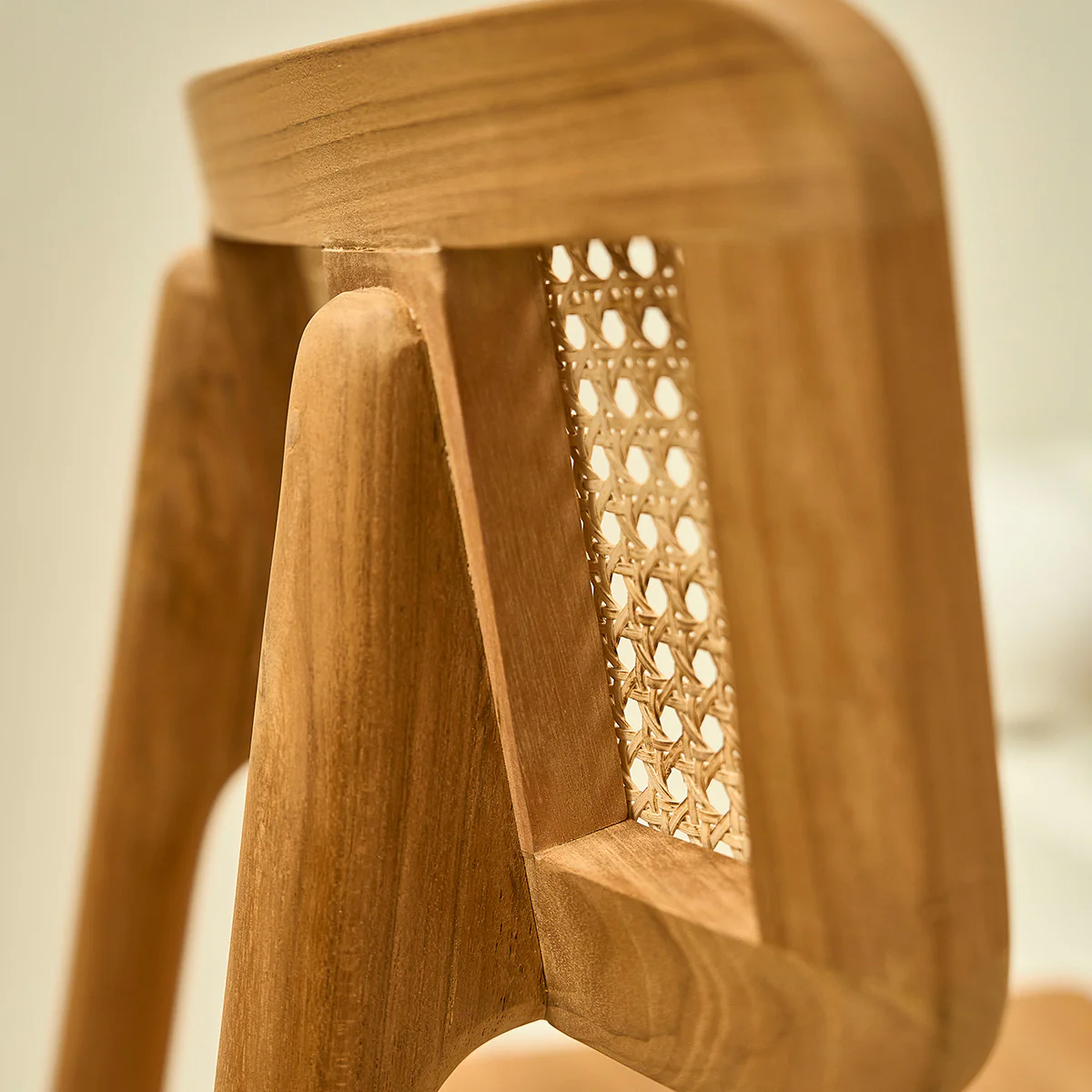 2er-Set Stühle aus massivem Teakholz und Rohrgeflecht - Image 6