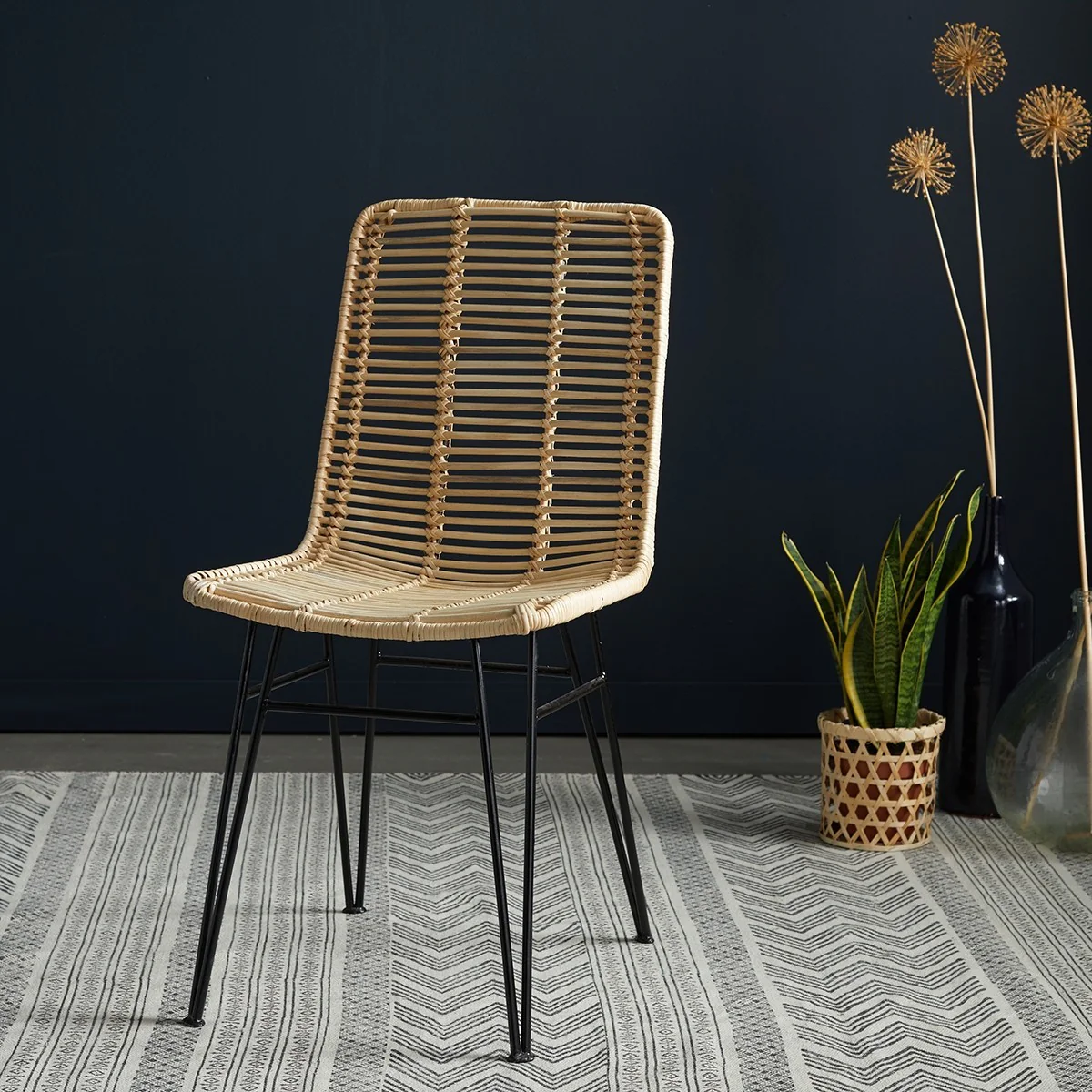 Set aus 2 Stühlen aus Rattan und Metall - Image 3