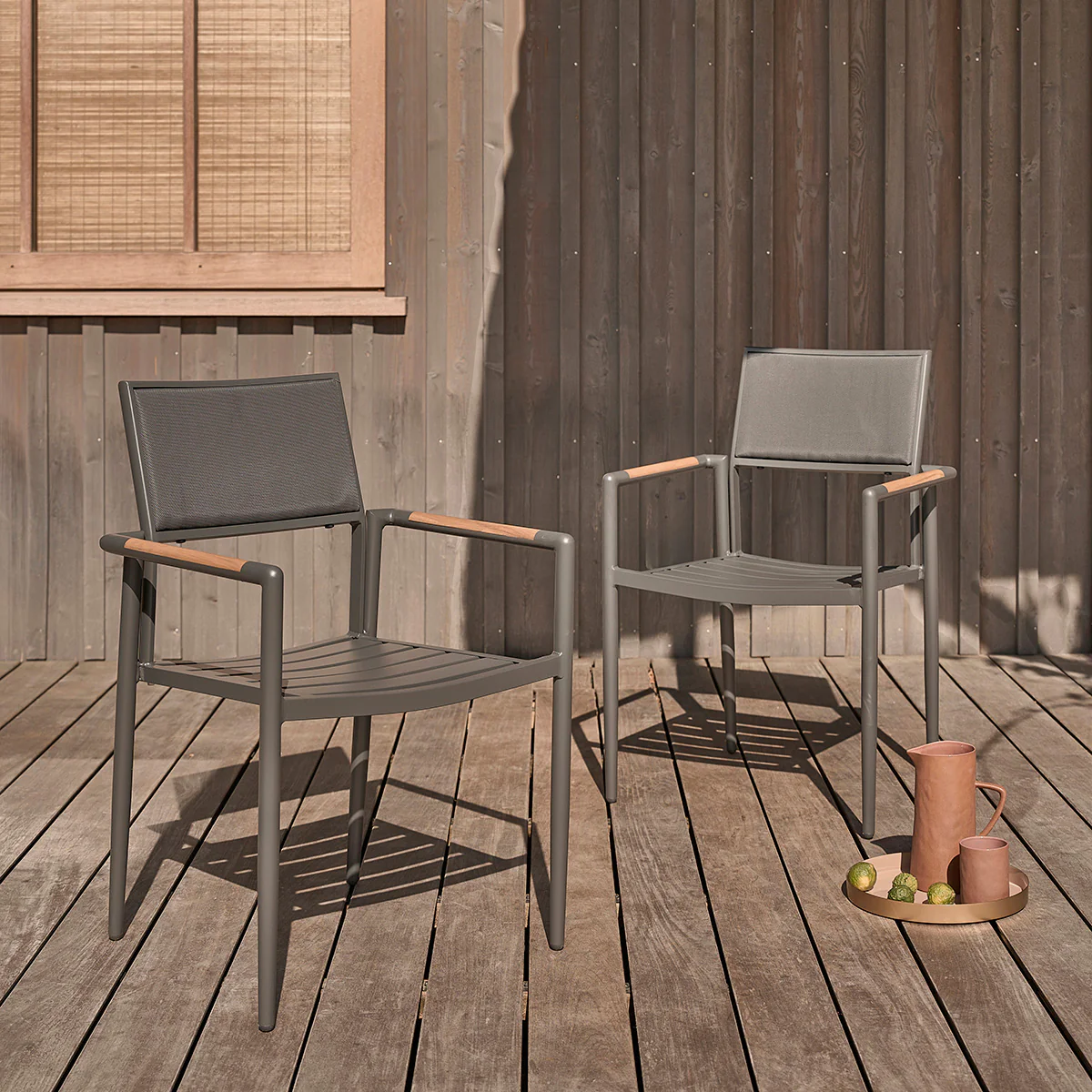 Gartensessel aus massivem Teakholz und Aluminium (Set von 2)