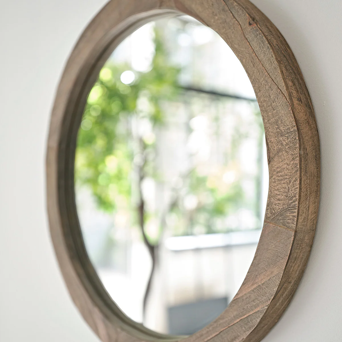 Spiegel aus recyceltem Massivholz rund Ø 50 cm - Image 3