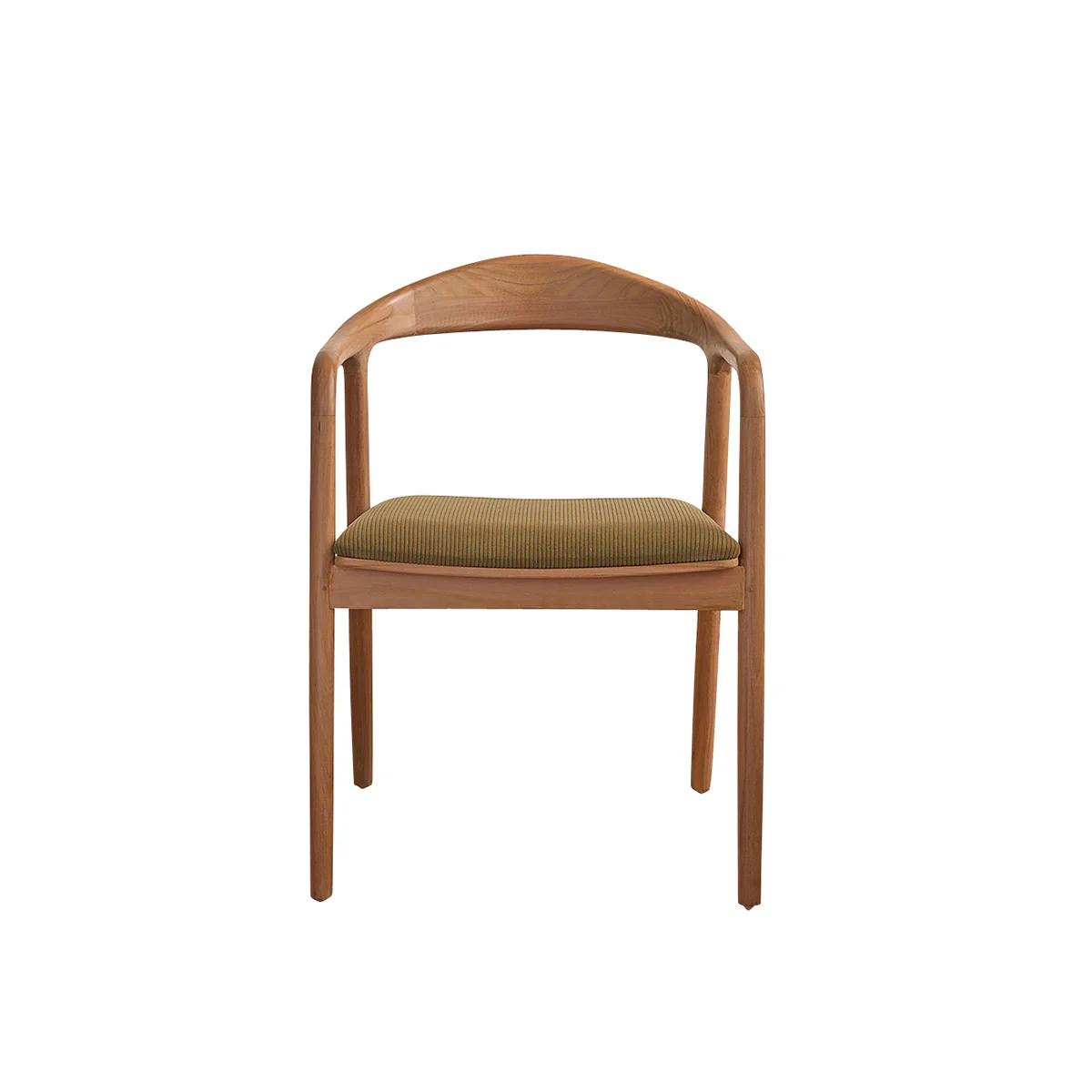 Stuhl aus massivem Teakholz mit Sitzfläche aus Cordsamt in Khaki-Farbe - Image 2