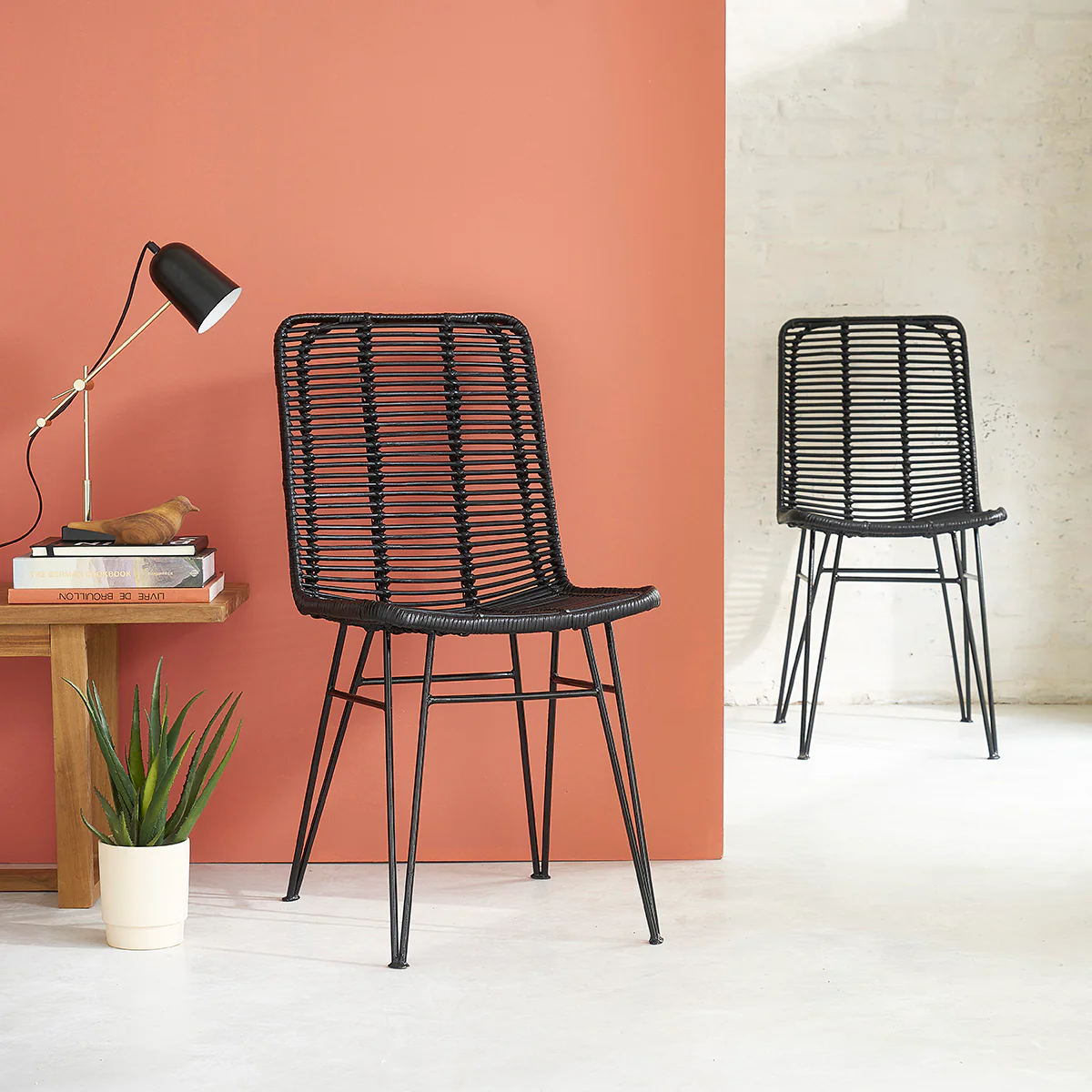 Stuhl aus Rattan und Metall schwarz - Image 7
