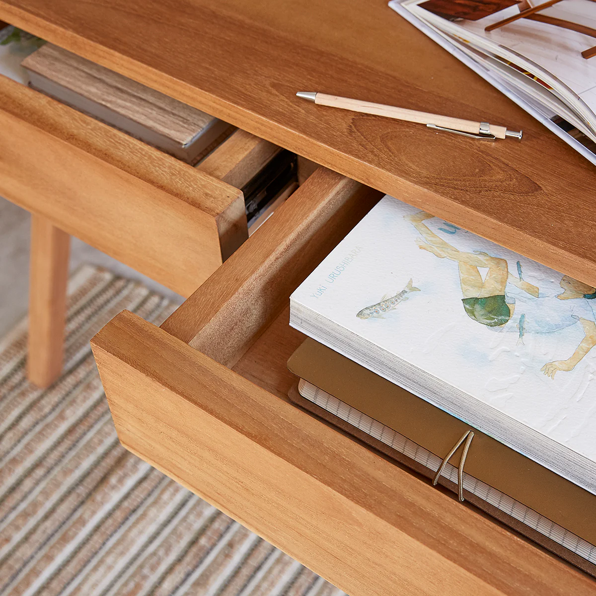 Schreibtisch aus massivem Teakholz 110 cm - Image 6