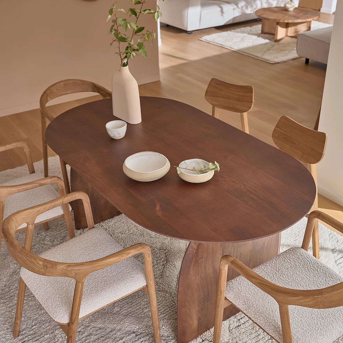 Tisch aus massivem Mangoholz mit Nussbaum-Oberfläche für 6/8 Pers. - Image 6
