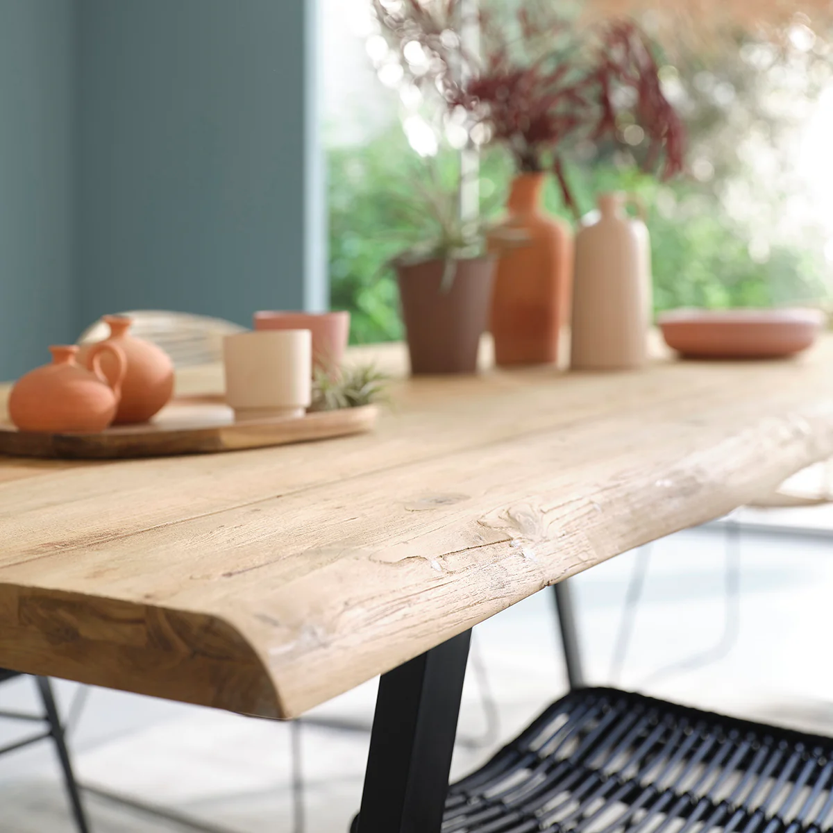 Tisch aus massivem recyceltem Teakholz und Metall 10 pers. - Image 3