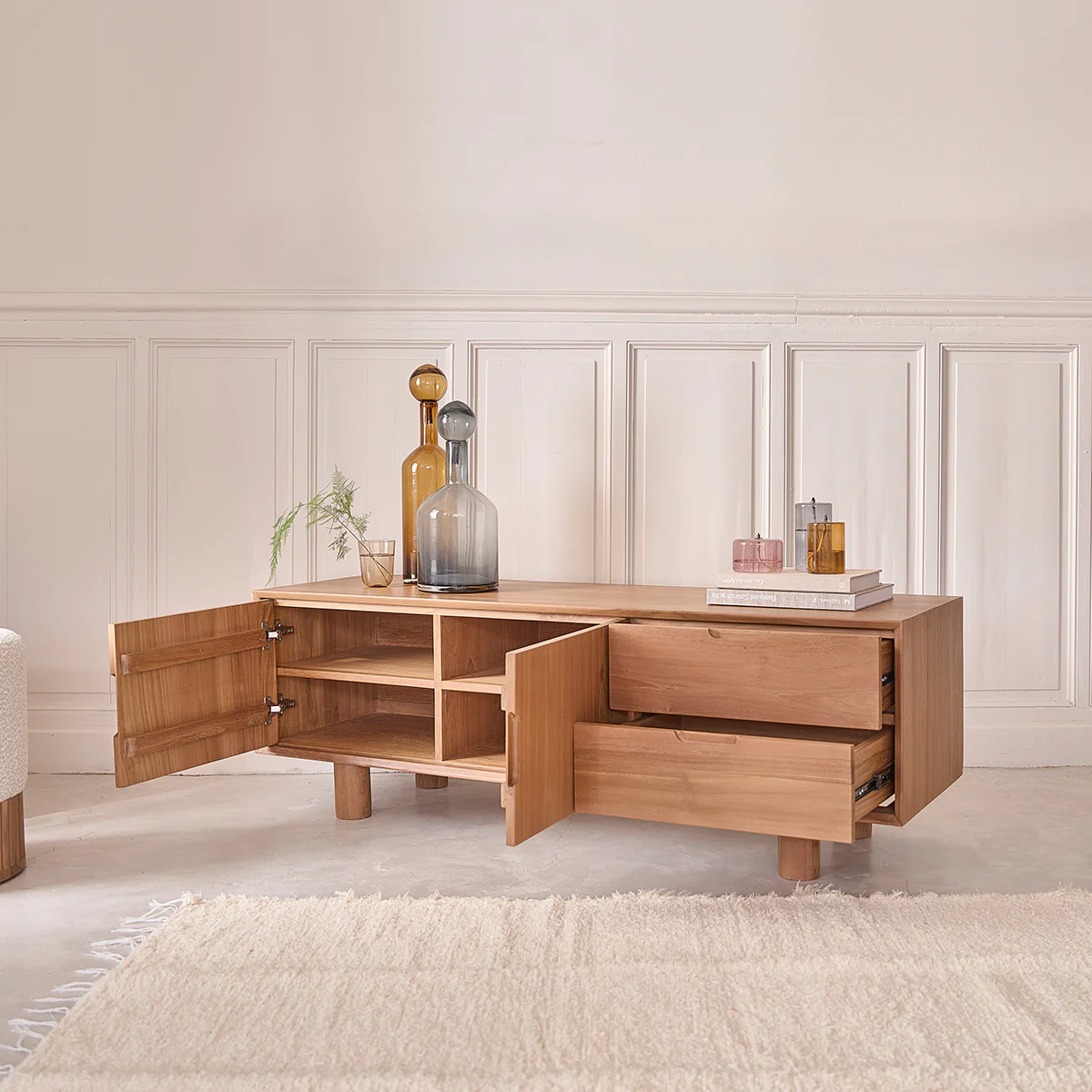 TV-Möbel aus massivem Teakholz 150 cm - Image 4