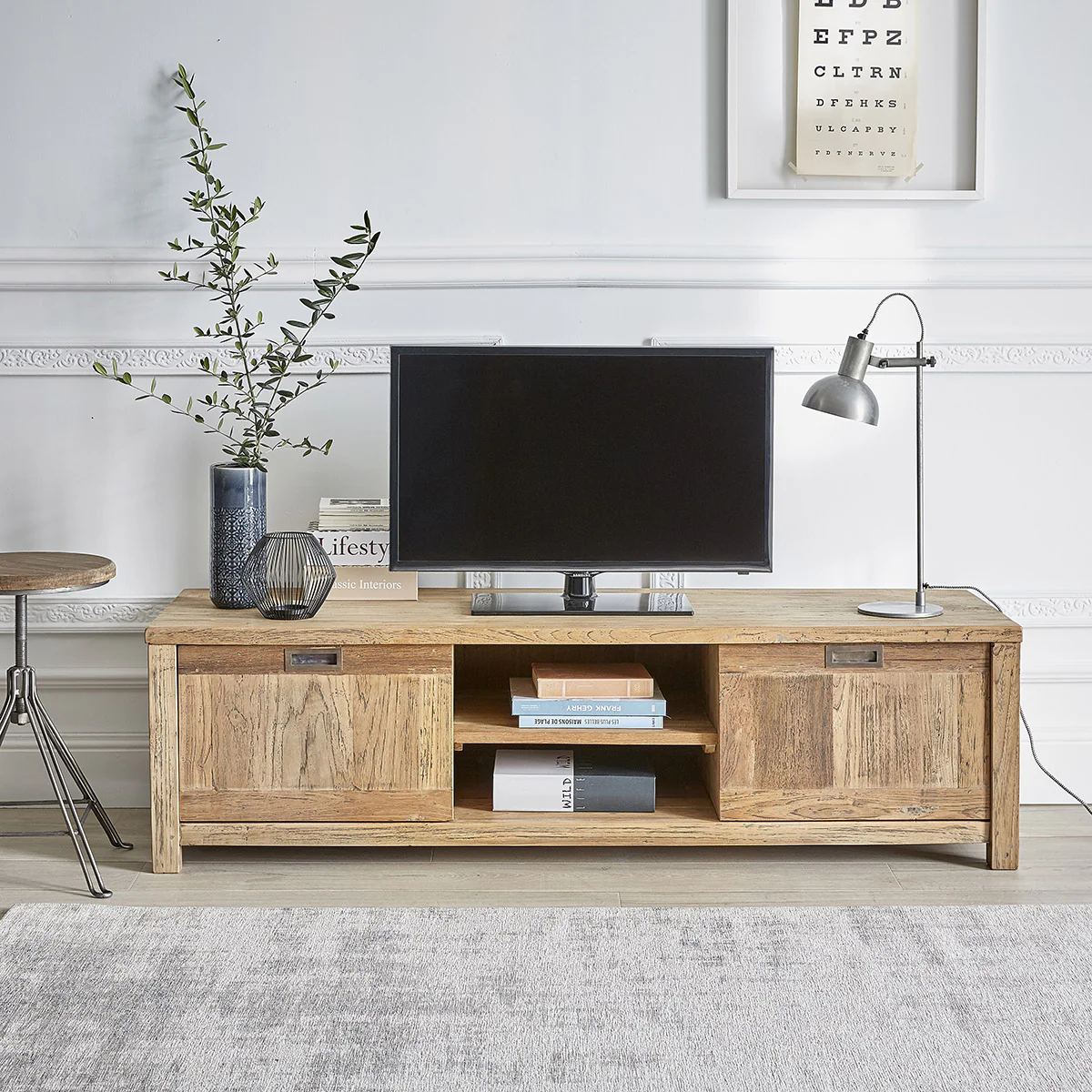 TV-Möbel aus massivem recyceltem Teakholz 160 cm