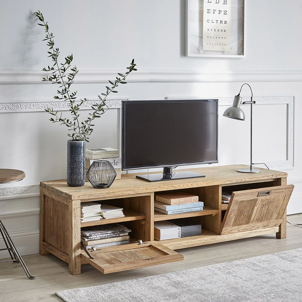 TV-Möbel aus massivem recyceltem Teakholz 160 cm - Image 3
