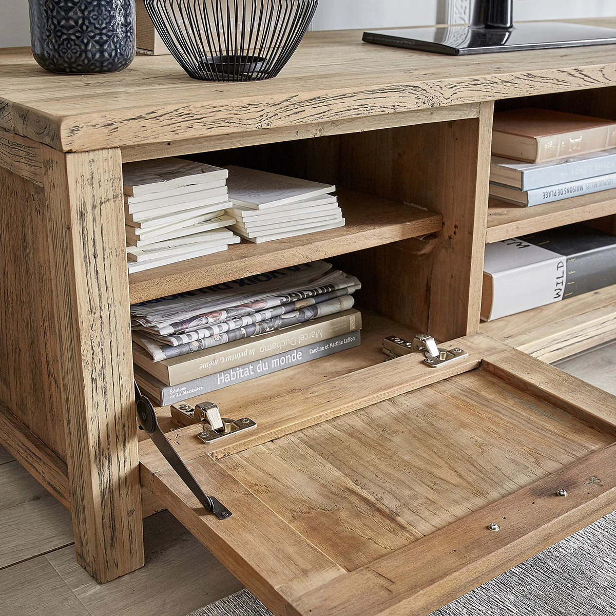 TV-Möbel aus massivem recyceltem Teakholz 160 cm - Image 5