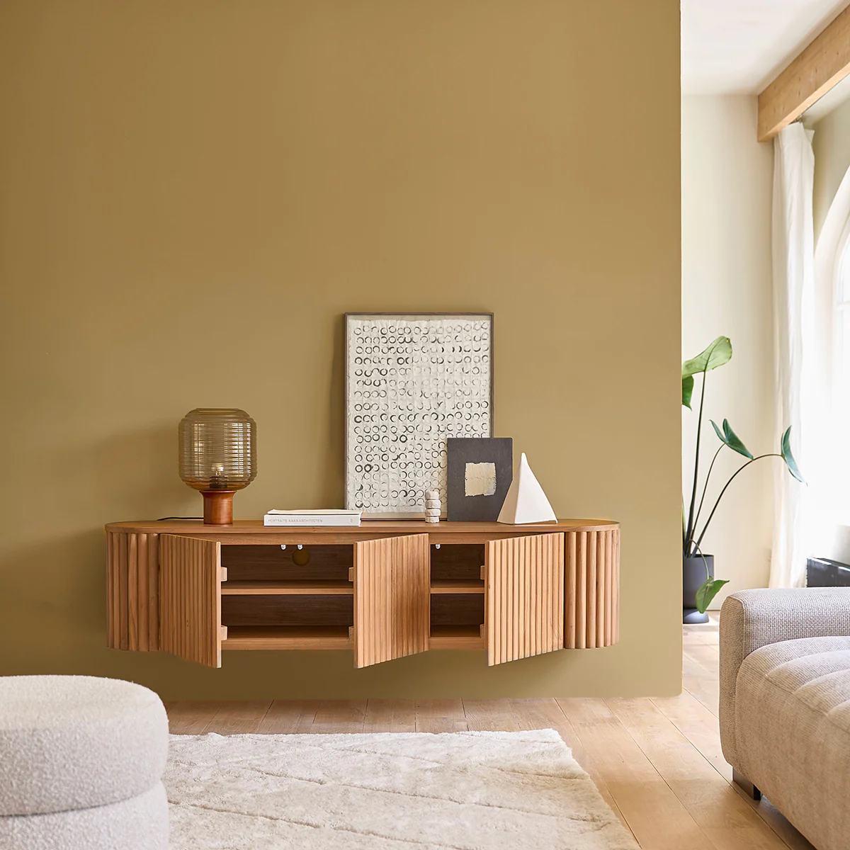 TV-Möbel aus massivem Teakholz, hängend 170 cm - Image 3