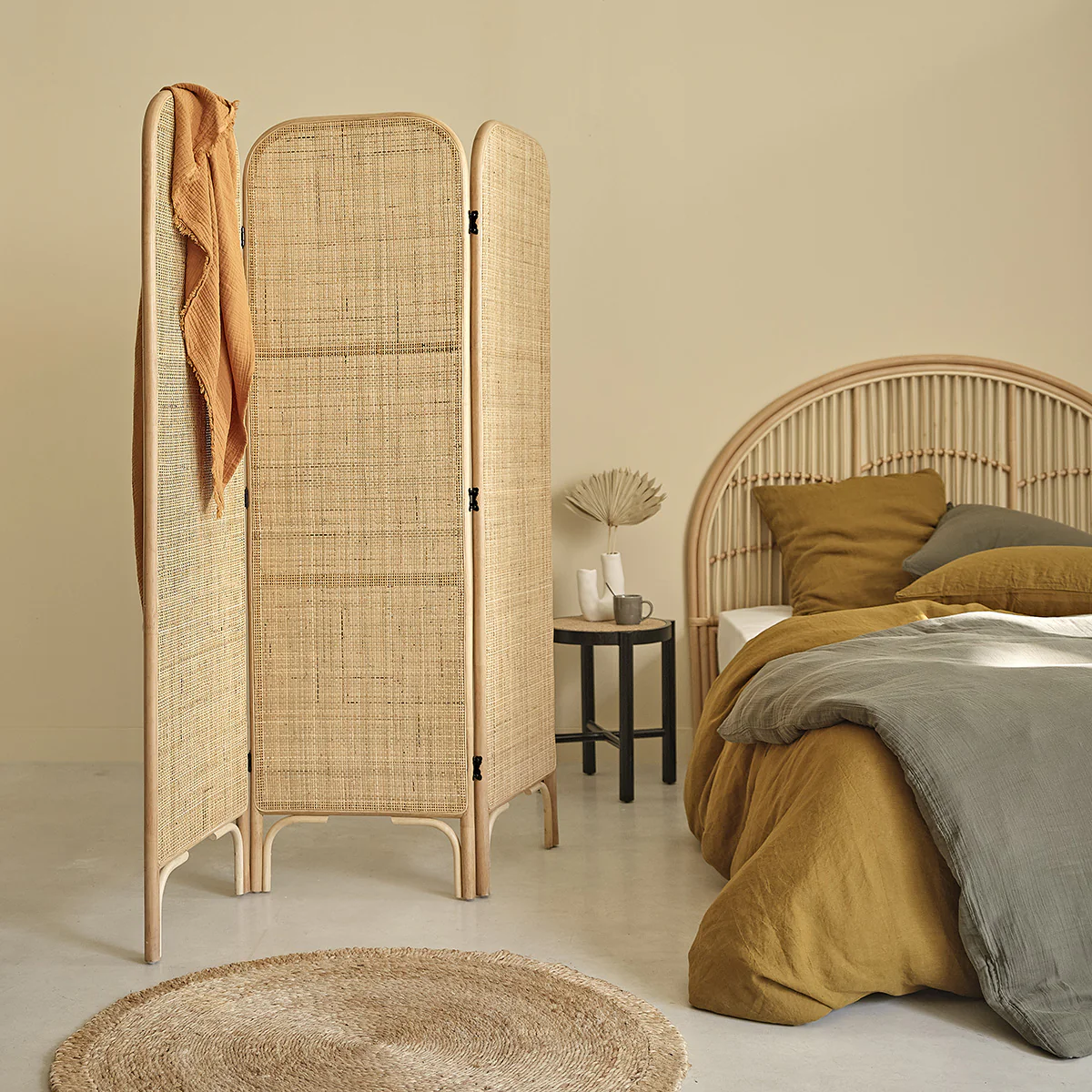 Wandschirm aus Rattan und Rohrgeflecht 3 Tafeln - Image 3