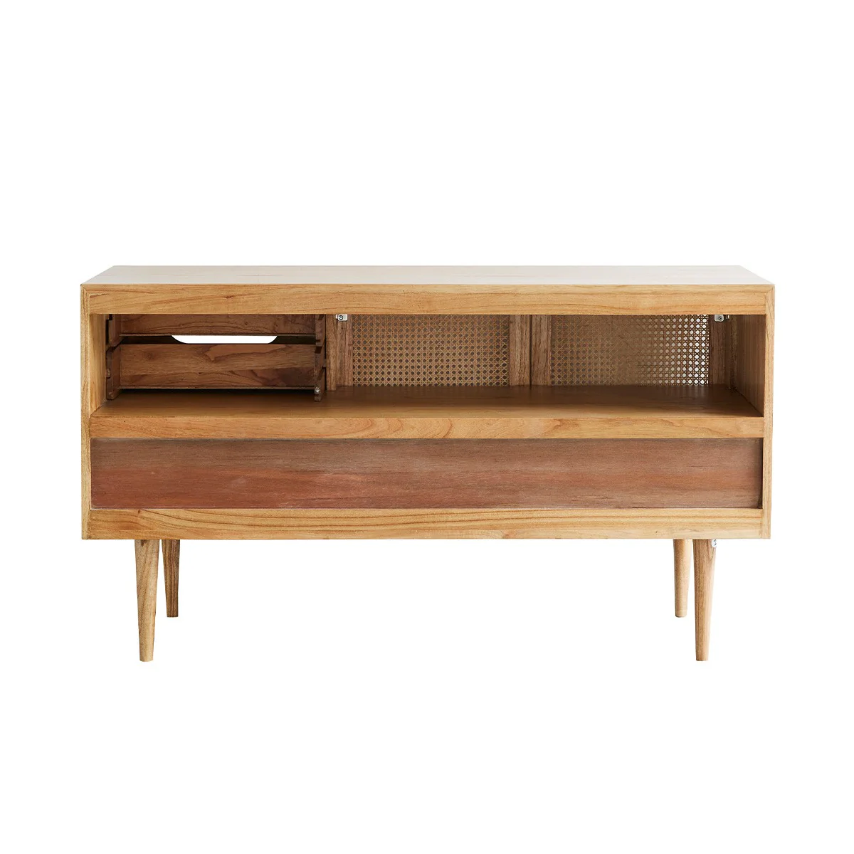 Waschtischunterschrank aus massivem Mindi und mit Rohrgeflecht 135 cm - Image 6