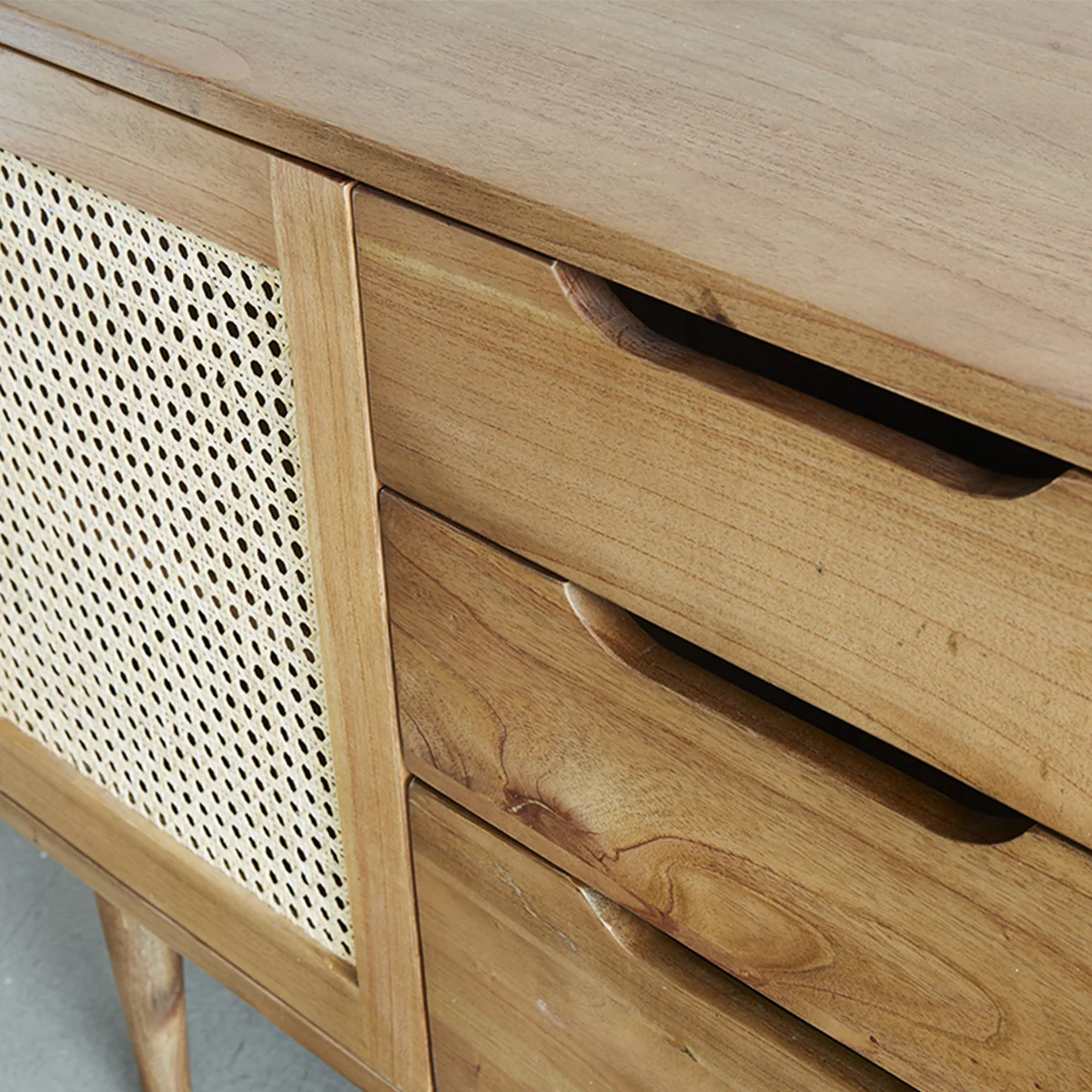 Waschtischunterschrank aus massivem Mindi und mit Rohrgeflecht 85 cm - Image 4