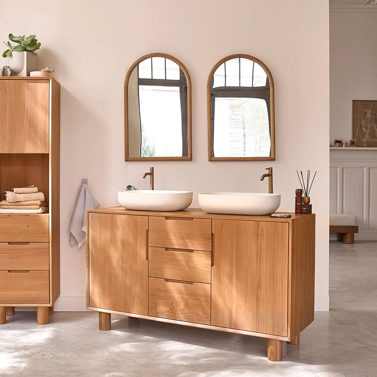 Badezimmermöbel aus massivem Teakholz 140 cm - Image 3