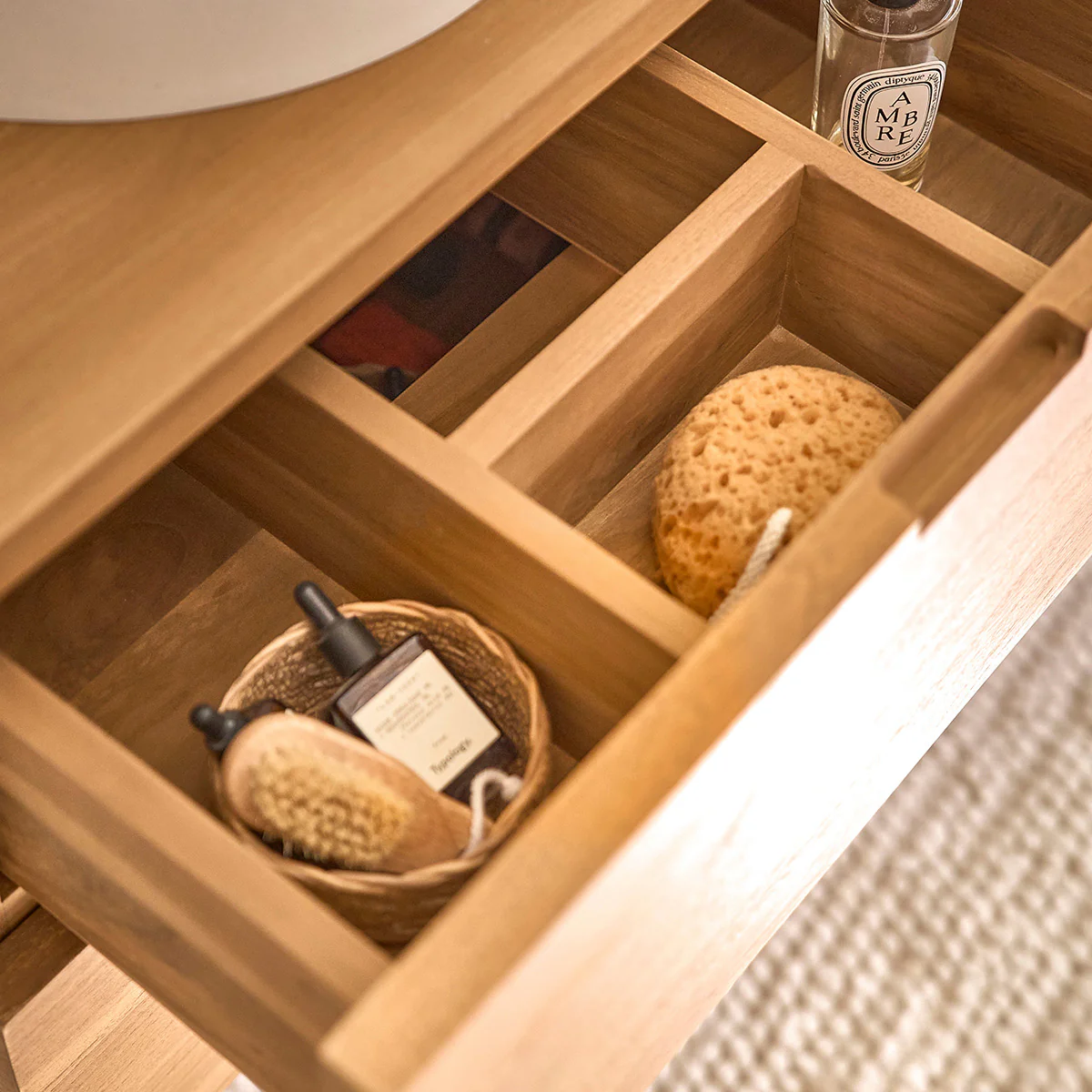 Waschtischunterschrank aus massivem Teakholz, hängend, 60 cm - Image 5