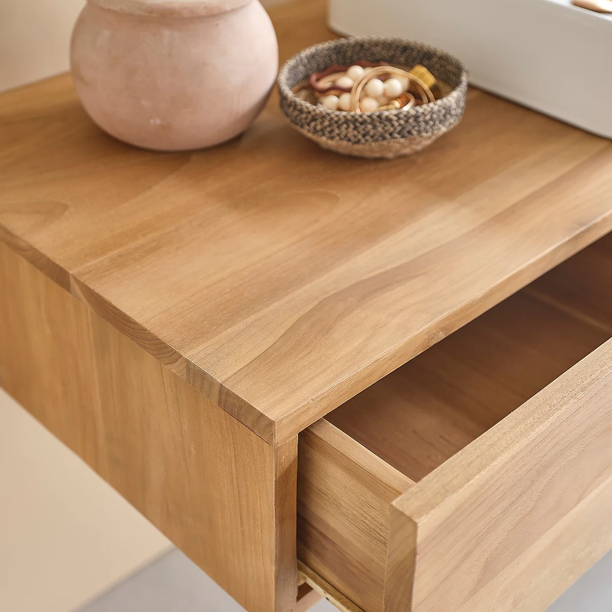 Hängender Waschtischunterschrank aus massivem Teakholz 145 cm - Image 5