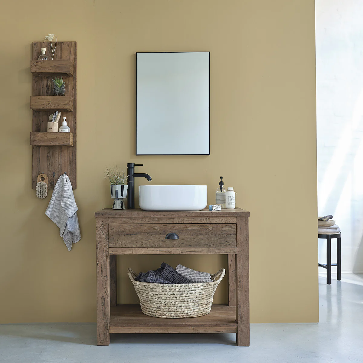 Waschtischunterschrank aus recyceltem Teakholz 90 cm - Image 8